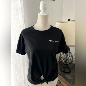 NWOT Champion Black Women's Knot Front T-Shirt